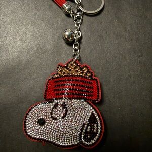 Red Crystal Crown Dog Keychain Card Holder